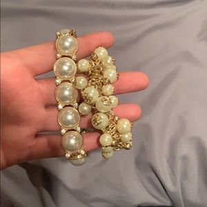 Gold and pearl bracelets